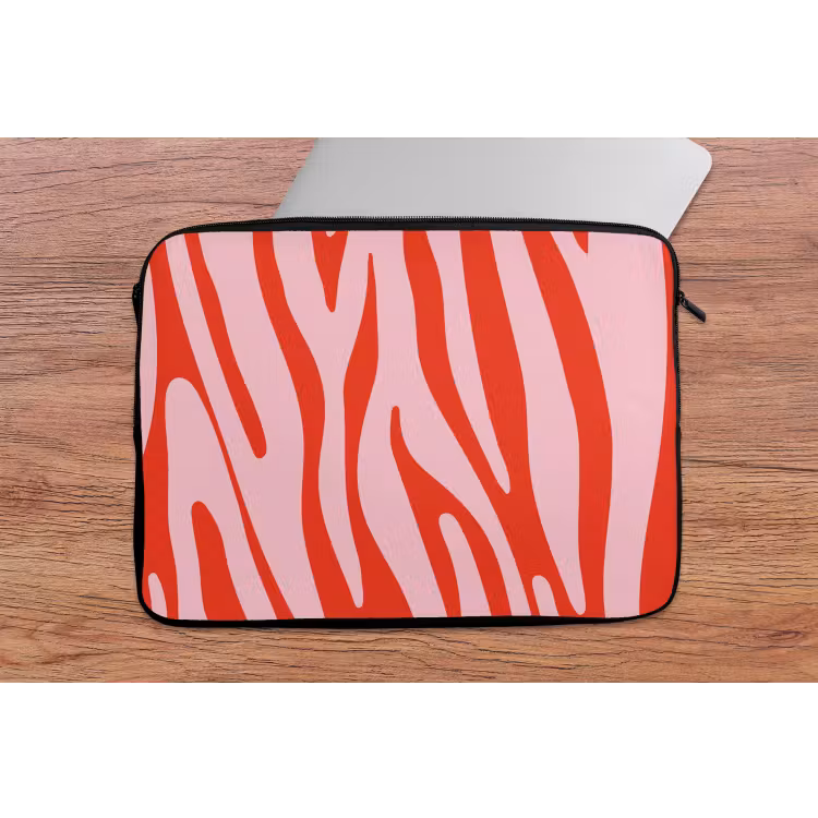 Zebraprint - Roze - Rood - Dierenprint laptophoes neopreen klein -tafel