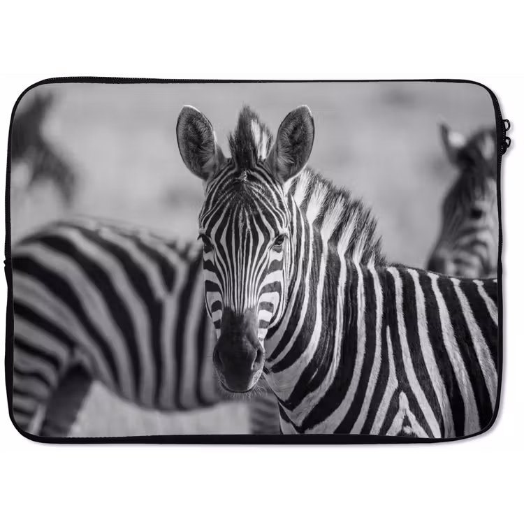 Zebra's - Zwart - Wit laptophoes neopreen klein -zkaufland3dotto