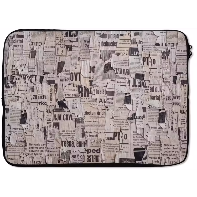 Krant - Gescheurd - Textuur - Abstract - Zwart-wit laptophoes neopreen klein -zkaufland3dotto