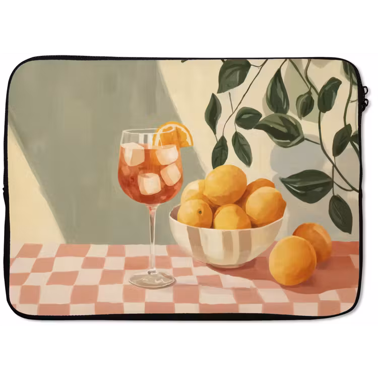 Citroenen - Glas - Tafelkleed - Geblokt laptophoes neopreen klein -zkaufland3dotto
