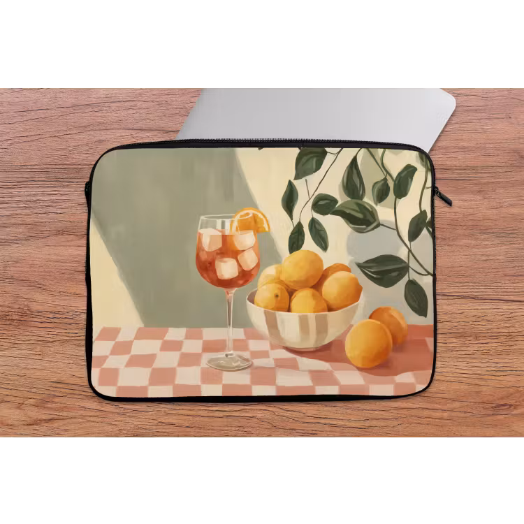 Citroenen - Glas - Tafelkleed - Geblokt laptophoes neopreen klein -tafel