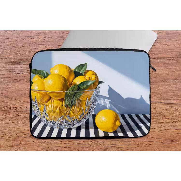Laptop hülle - Zitronen – Obst – Gelb - Citroenen - Fruit - Geel laptophoes neopreen klein