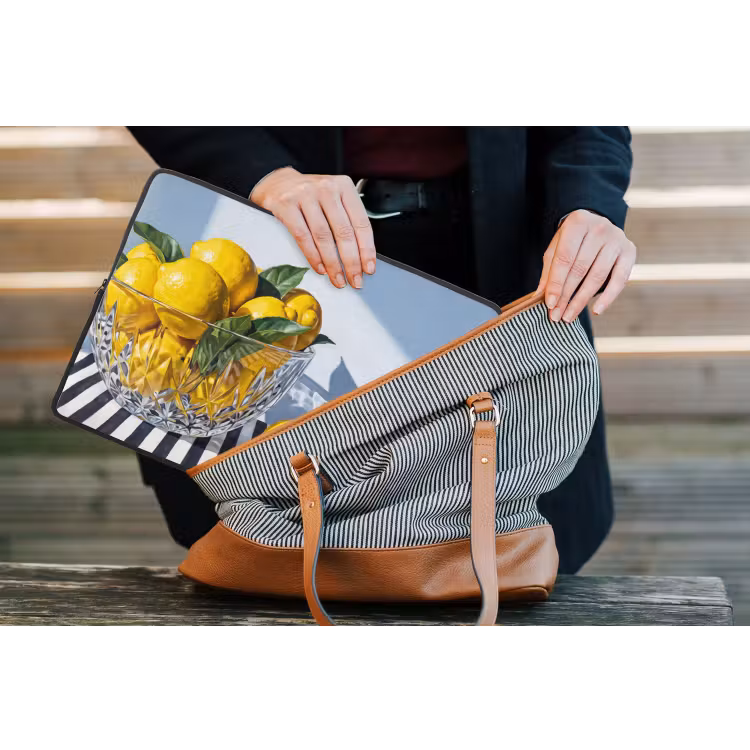 Laptop hülle - Zitronen – Obst – Gelb - Citroenen - Fruit - Geel laptophoes neopreen klein