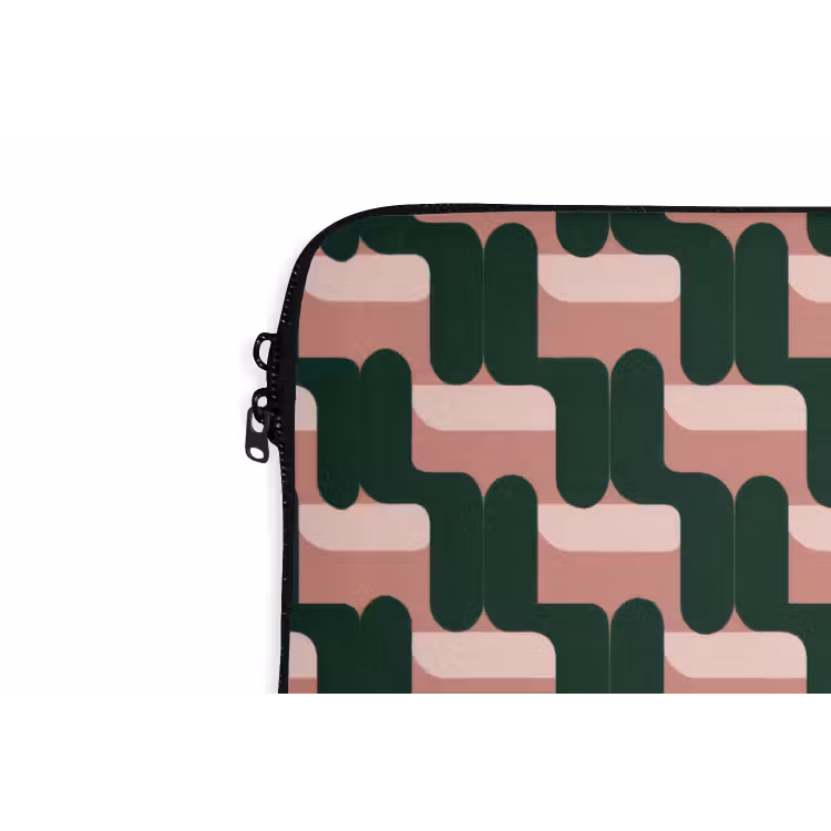 Vlechtpatroon - Groen - Roze - Geometrisch laptophoes neopreen klein 279 -detail