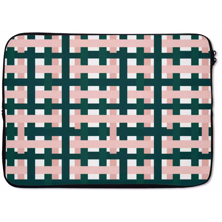 Vlechtpatroon - Groen - Roze - Grafisch laptophoes neopreen klein 279 -zkaufland3dotto