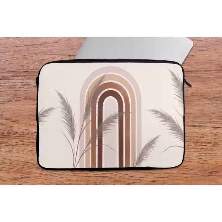 Abstract - Bogen - Plant - Boho - Beige laptophoes neopreen klein -tafel