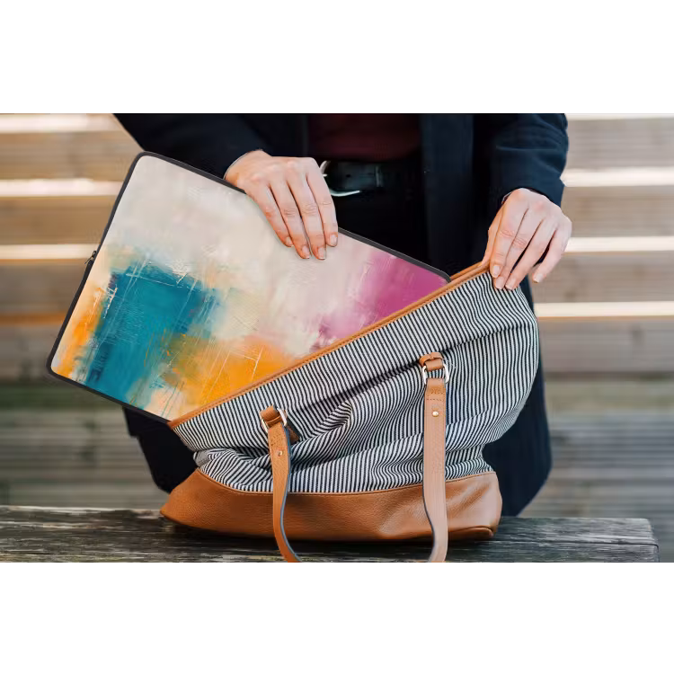 Abstract - Kleurrijk - Modern - Kunst - Oranje laptophoes neopreen klein -tas