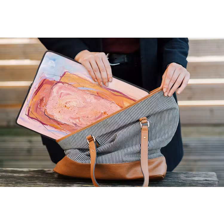 Abstract - Vormen - Modern - Roze laptophoes neopreen klein -tas