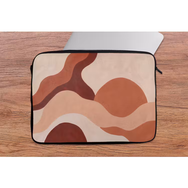 Abstract - Vormen - Organisch - Aardetinten - Modern laptophoes neopreen klein -tafel