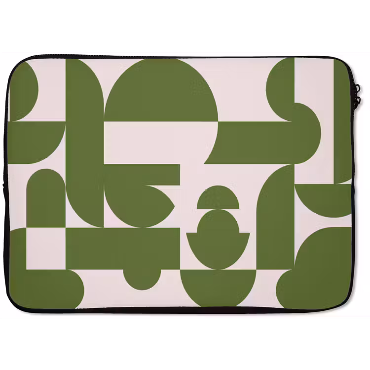 Abstract - Geometrie - Modern - Groen - Wit laptophoes neopreen klein -zkaufland3dotto
