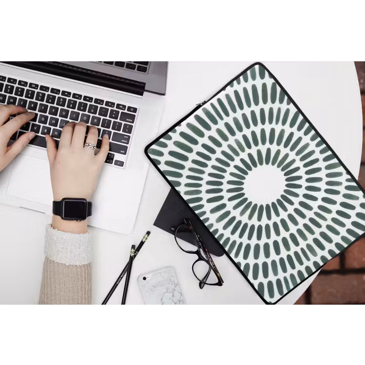 Abstract - Cirkel - Patroon - Modern - Groen laptophoes neopreen klein -bureau