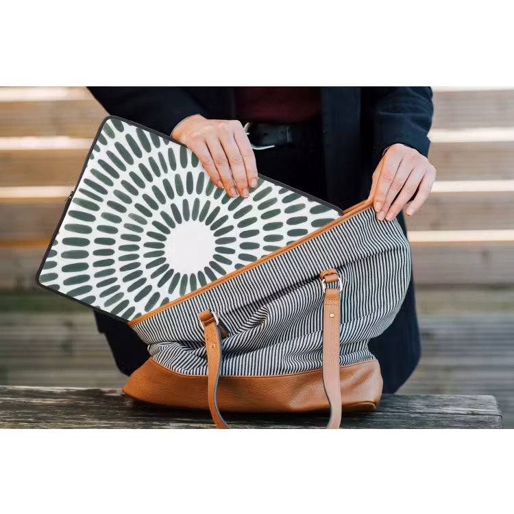 Abstract - Cirkel - Patroon - Modern - Groen laptophoes neopreen klein -tas