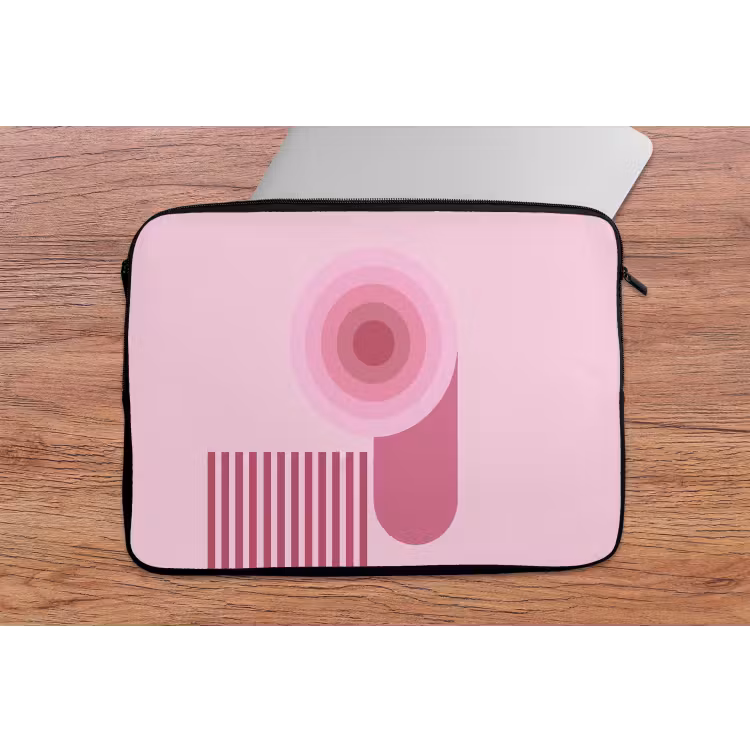 Abstract - Cirkels - Strepen - Modern - Roze laptophoes neopreen klein -tafel