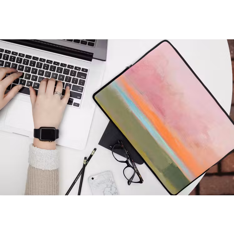 Abstract - Landschap - Modern - Roze - Oranje laptophoes neopreen klein -bureau