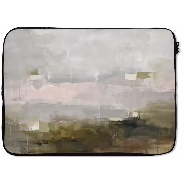 Abstract - Gelaagd - Kunst - Modern - Grijs-Groen laptophoes neopreen klein -zkaufland3dotto