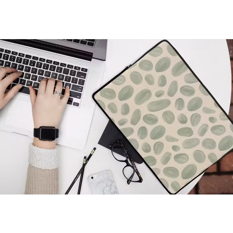 Abstract - Patroon - Organisch - Groen - Modern laptophoes neopreen klein -bureau