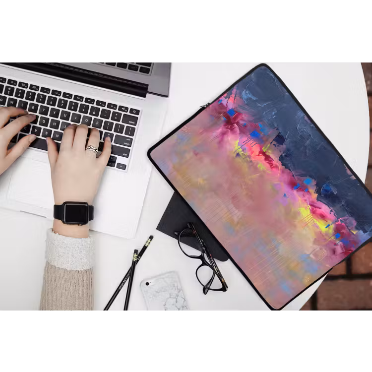 Abstract - Textuur - Kleuren - Modern - Roze laptophoes neopreen klein -bureau