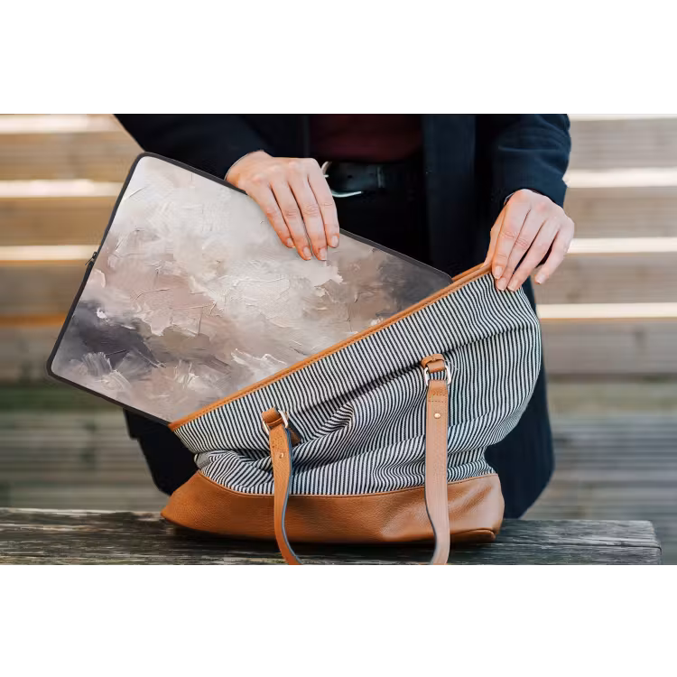 Abstract - Textuur - Kunst - Modern - Beige laptophoes neopreen klein -tas