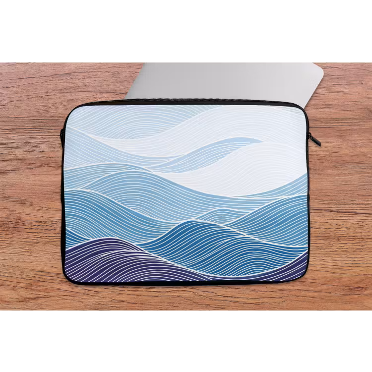 Abstract - Golven - Patroon - Blauw - Modern laptophoes neopreen klein -tafel