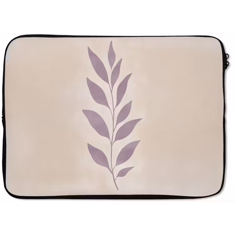 Tak - Bladeren - Minimalistisch - Beige laptophoes neopreen klein -zkaufland3dotto