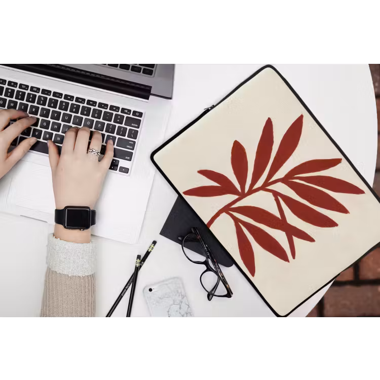 Tak - Bladeren - Rood laptophoes neopreen klein -bureau