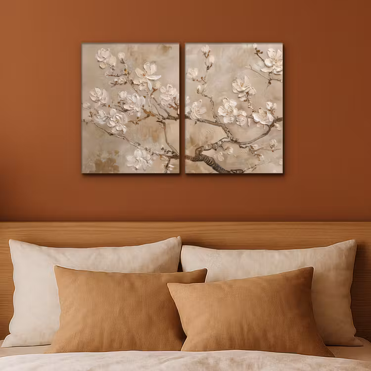 Beige - Bloesem - Modern Canvas - Meerluiken 2 luik klein -sfeer2