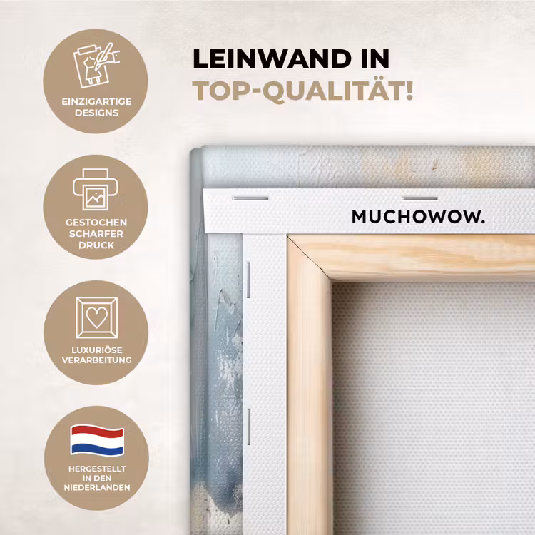 Blauw - Abstract - Wit - Goud - Verf Canvas - Meerluiken 2 luik klein -usp-de