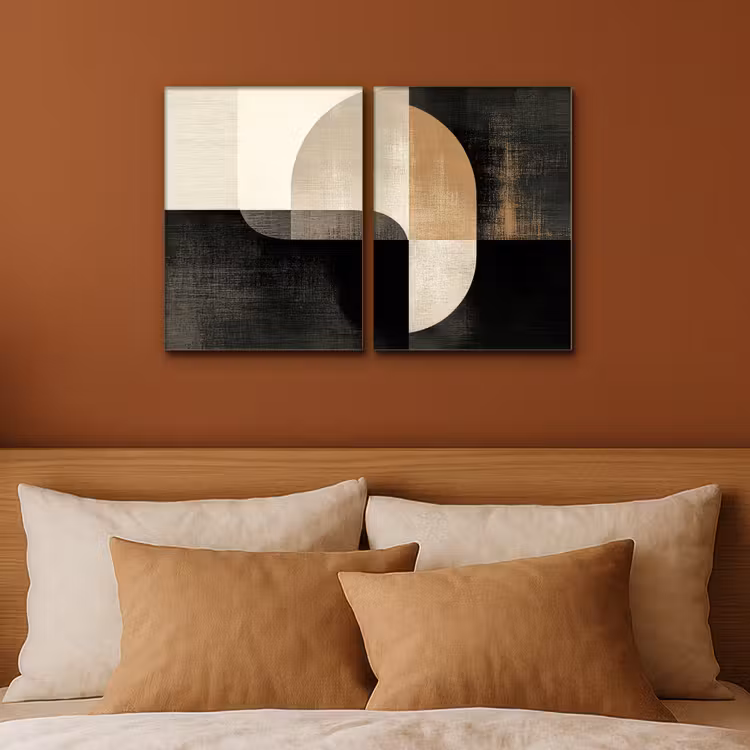 Vormen - Abstract - Goud Canvas - Meerluiken 2 luik klein -sfeer2