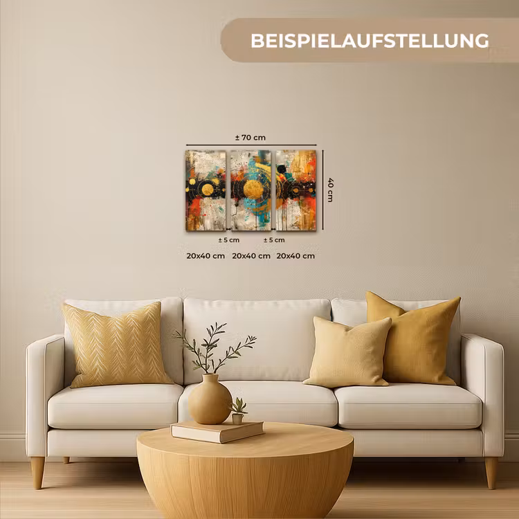 Abstract - Goud - Vormen Canvas - Meerluiken 3 luik klein -sfeer6-formaat-de