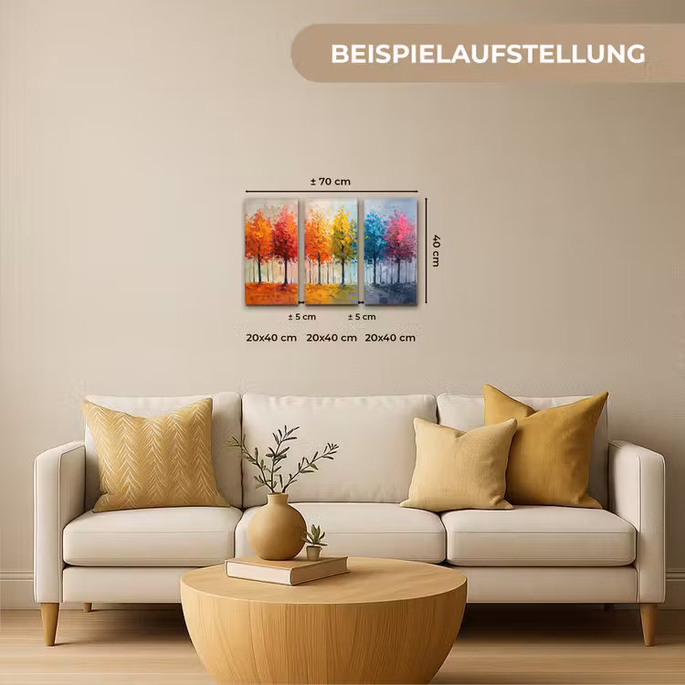 Bomen - Kleurrijk - Modern - Verflook Canvas - Meerluiken 3 luik klein -sfeer6-formaat-de