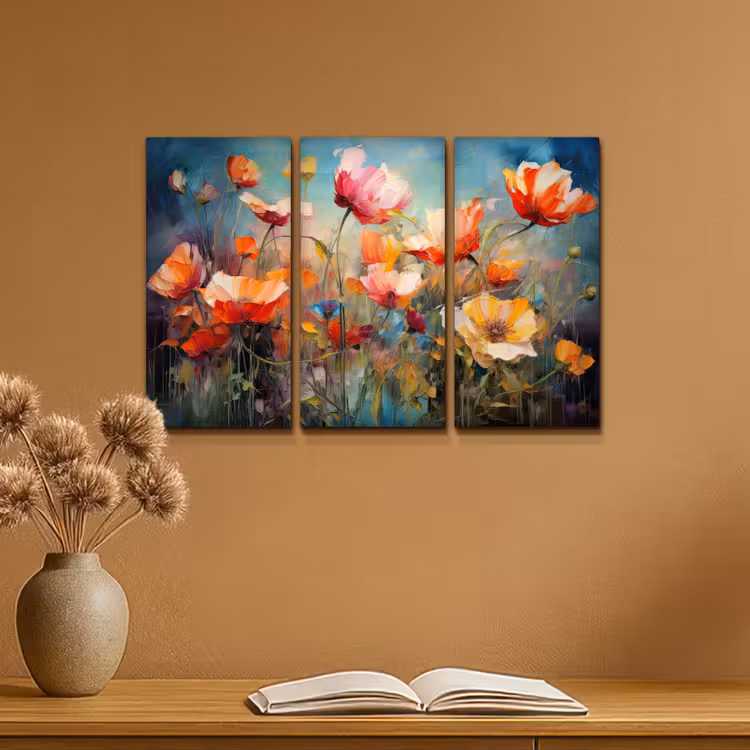 Bloemen - Kleurrijk - Abstract Canvas - Meerluiken 3 luik klein -sfeer5