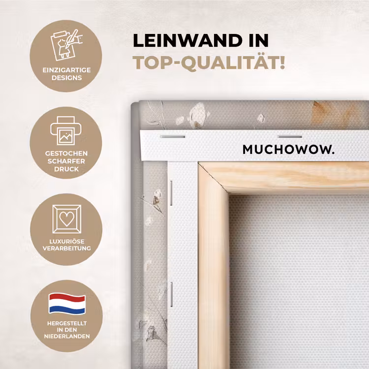 Bloesem - Beige - Abstract - Bloemen Canvas - Meerluiken 3 luik klein -usp-de