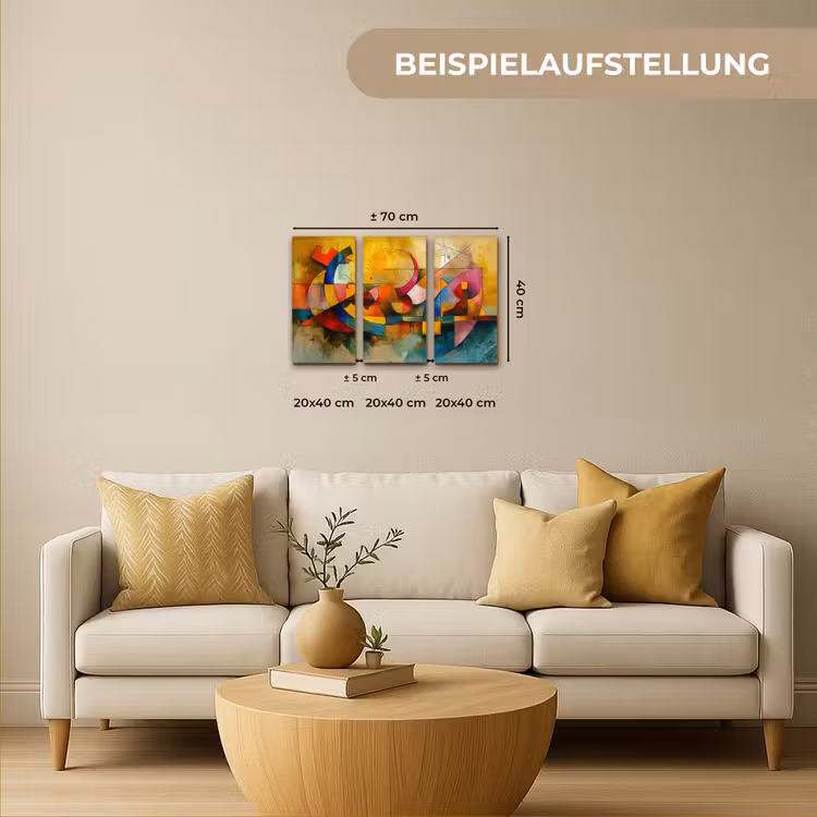 Kleurrijk - Geometrisch - Abstract Canvas - Meerluiken 3 luik klein -sfeer6-formaat-de