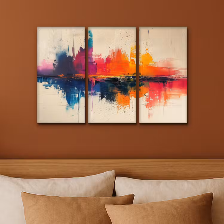 Kleurrijk - Abstract - Verflook - Modern Canvas - Meerluiken 3 luik klein -sfeer2