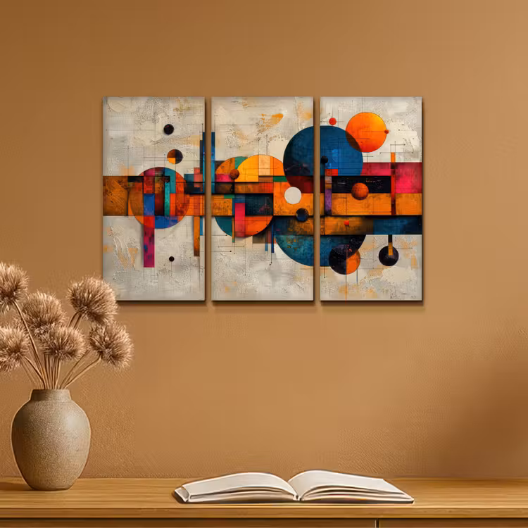 Kleurrijk - Geometrisch - Abstract - Aesthetic Canvas - Meerluiken 3 luik klein -sfeer5