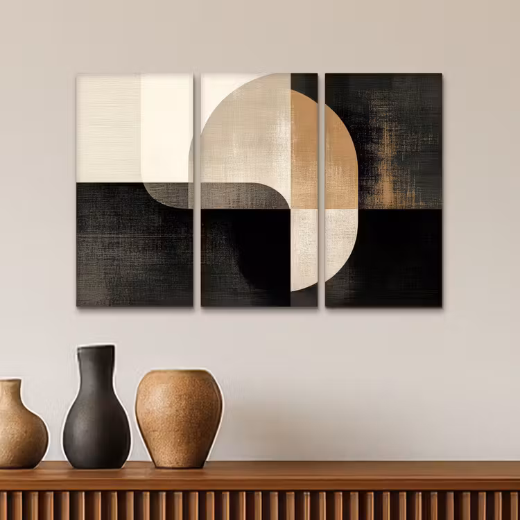 Vormen - Abstract - Goud Canvas - Meerluiken 3 luik klein -sfeer3