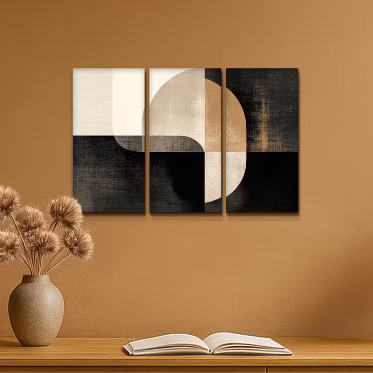 Vormen - Abstract - Goud Canvas - Meerluiken 3 luik klein -sfeer5