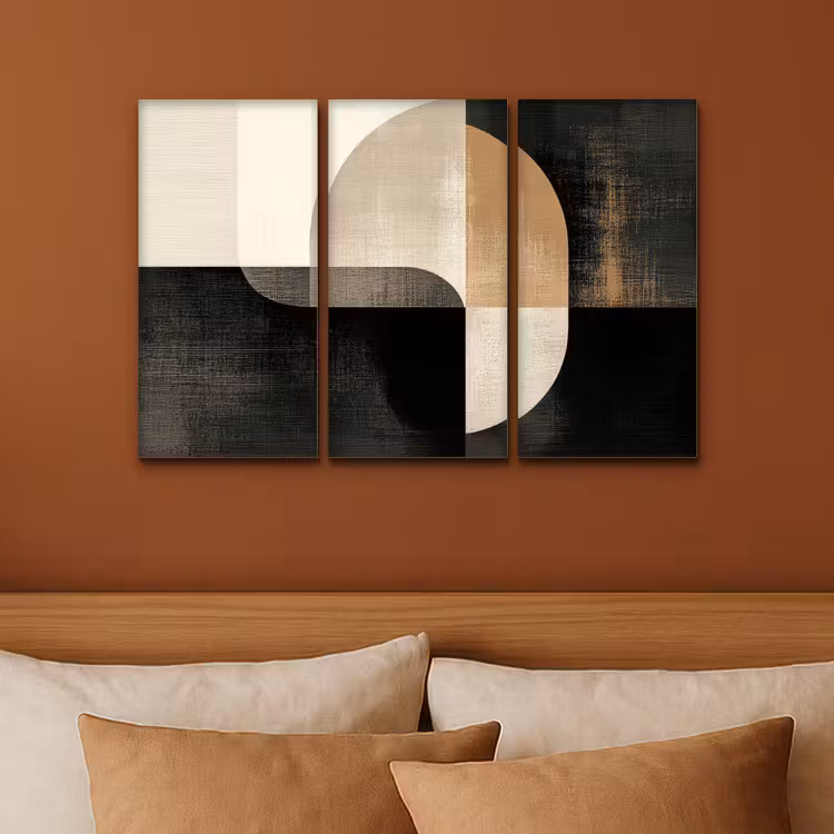 Vormen - Abstract - Goud Canvas - Meerluiken 3 luik klein -sfeer2