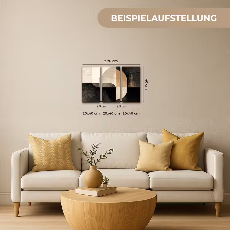Vormen - Abstract - Goud Canvas - Meerluiken 3 luik klein -sfeer6-formaat-de