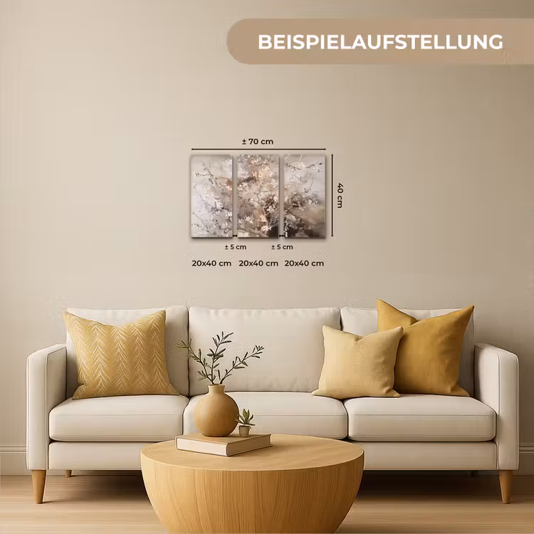 Amandelbloesem - Abstract - Beige Canvas - Meerluiken 3 luik klein -sfeer6-formaat-de