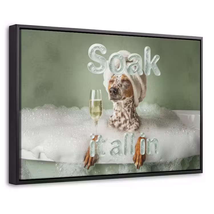 Soak it all in - Hond - Bad Canvas met baklijst klein -threedimensional_3d_global