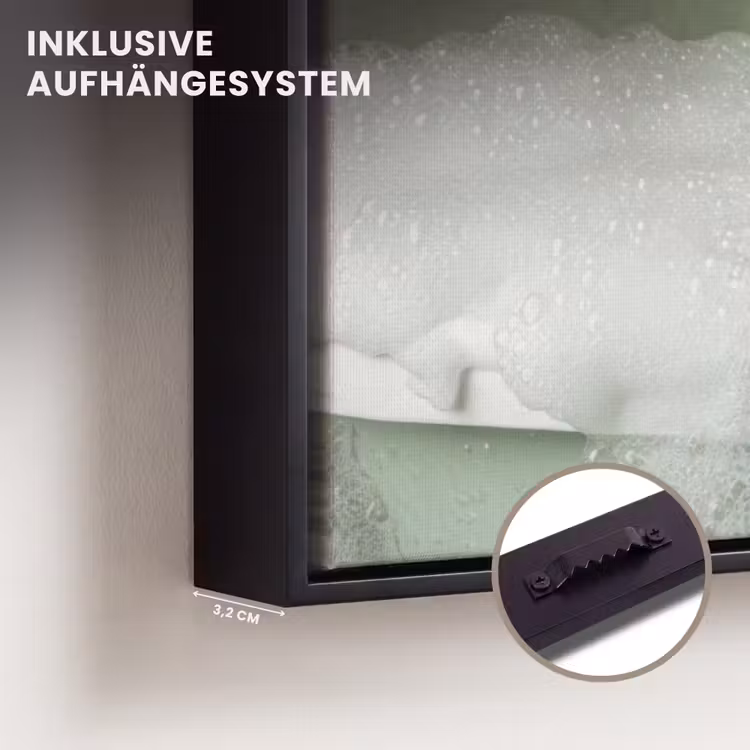 Soak it all in - Hond - Bad Canvas met baklijst klein -closeup_ophangsysteem_DE