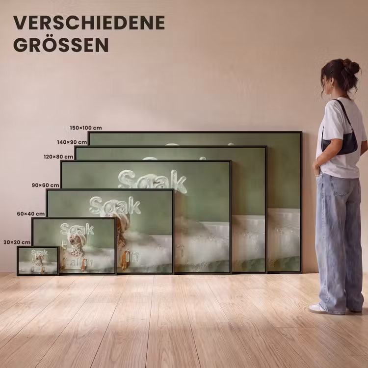 Soak it all in - Hond - Bad Canvas met baklijst klein -comparison_formatenoverzicht_DE