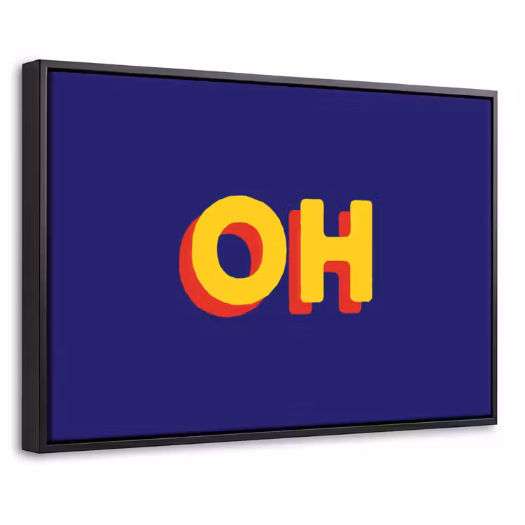 Blauw - Geel - OH - Schaduw Canvas met baklijst klein -threedimensional_3d_global