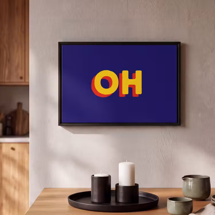 Blauw - Geel - OH - Schaduw Canvas met baklijst klein -atmosphere_sfeer2_global