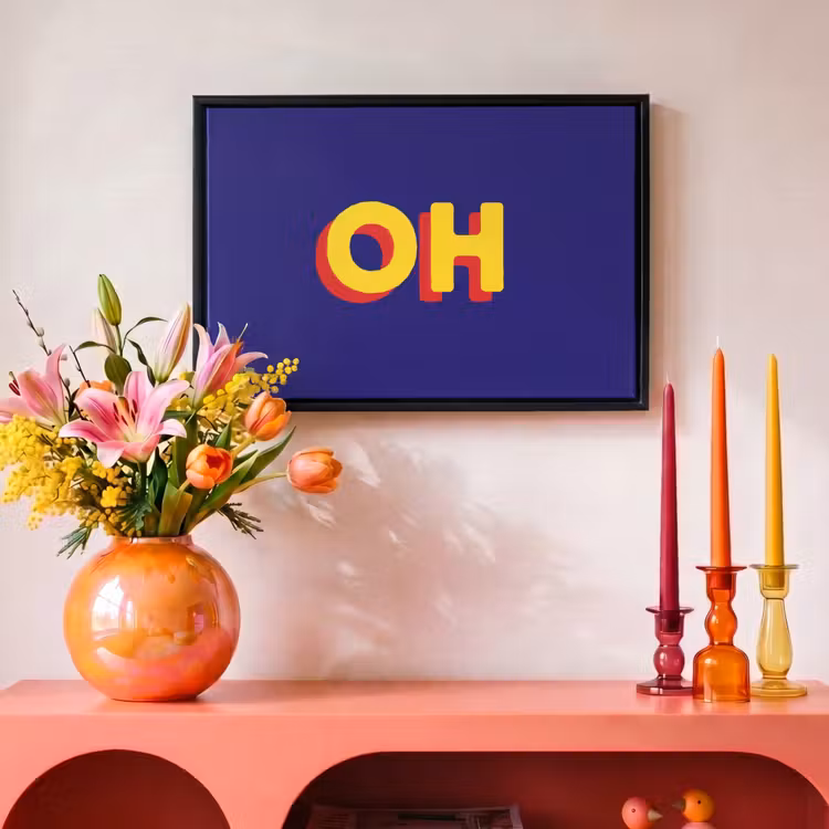 Blauw - Geel - OH - Schaduw Canvas met baklijst klein -atmosphere_sfeer3_global