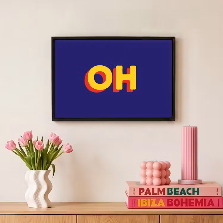 Blauw - Geel - OH - Schaduw Canvas met baklijst klein -atmosphere_sfeer1_global