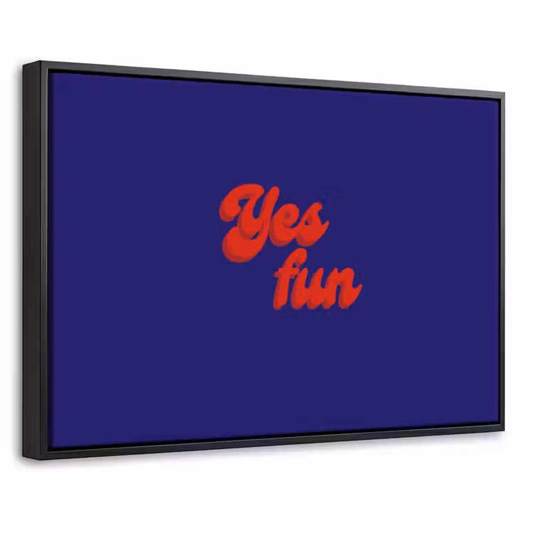 Blauw - Rood - Yes fun - 3D Canvas met baklijst klein -threedimensional_3d_global