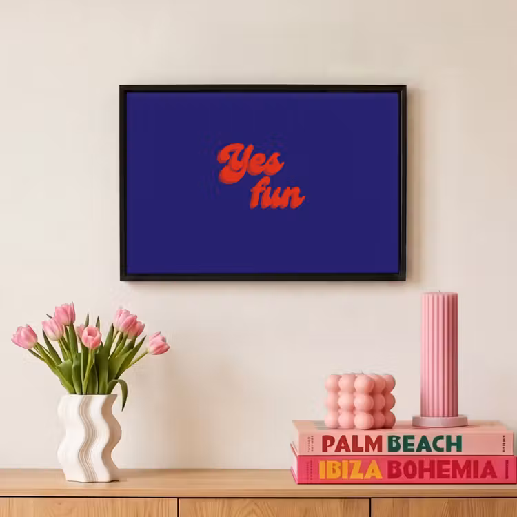 Blauw - Rood - Yes fun - 3D Canvas met baklijst klein -atmosphere_sfeer1_global