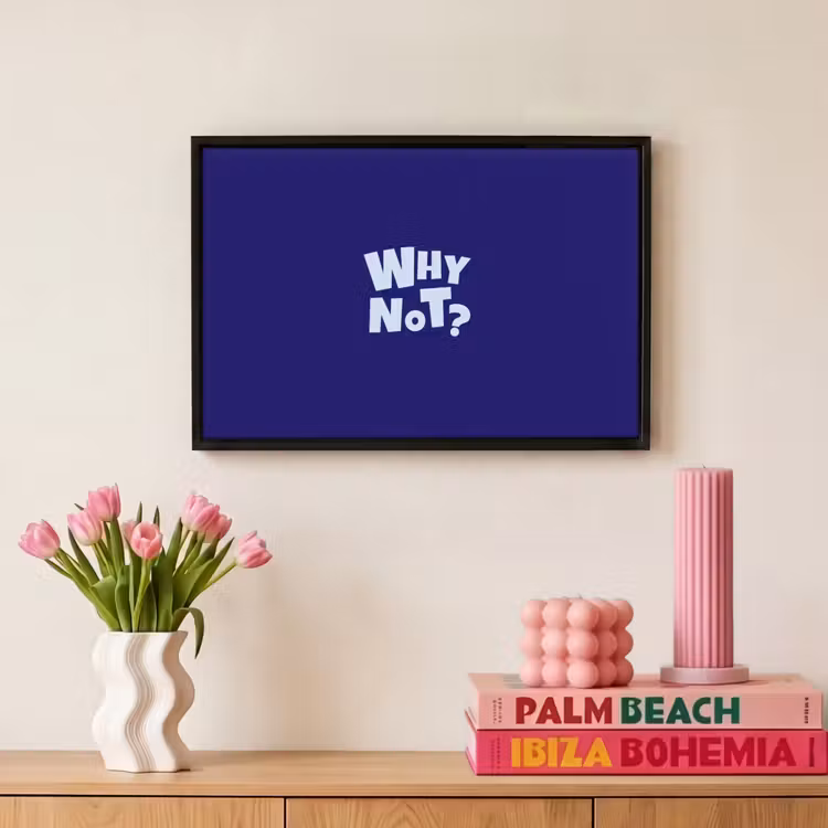 Blauw - Why not - Minimalistisch Canvas met baklijst klein -atmosphere_sfeer1_global
